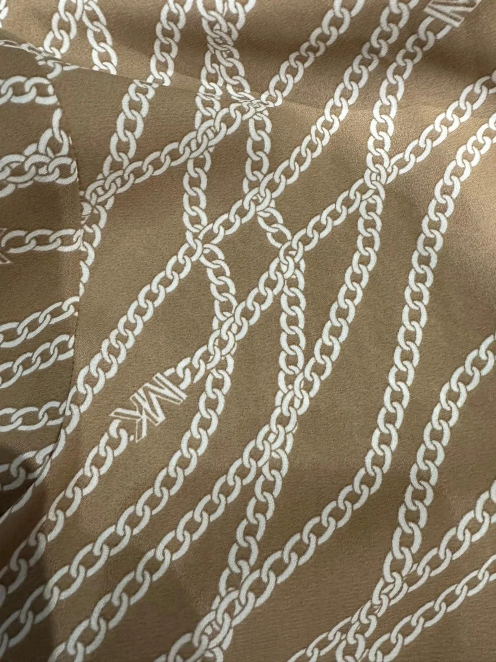 Michael Kors Women's XL Long Sleeve Striped Top Brown White Logo Casual Office